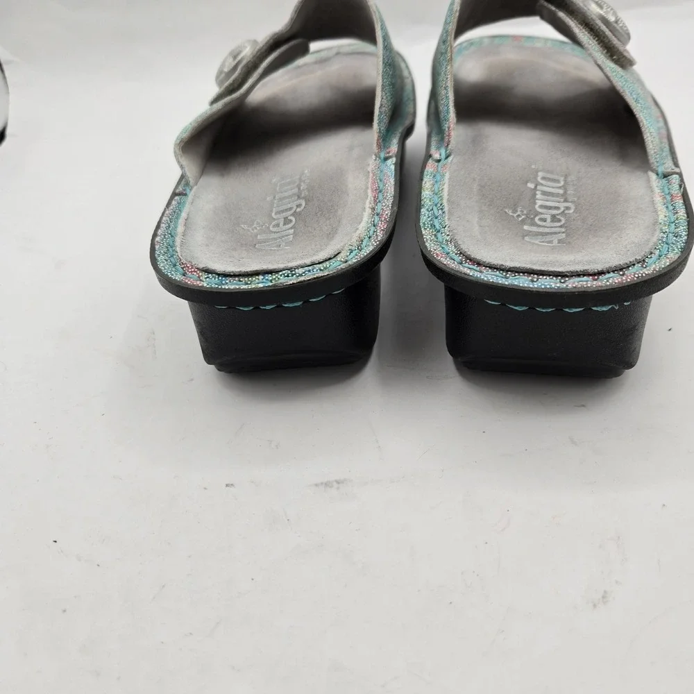 ALEGRIA Kylee Leather Printed Slide Sandals Seascape‎ Starfish EU 37 US 6.5